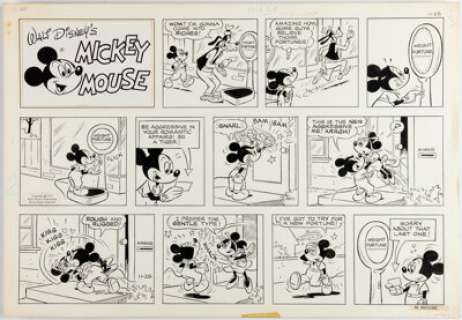 Gonzales, Manuel - Manuel Gonzales Mickey Mouse Sunday Comic Strip Original Art dated 11-25-73 (Disney/King Features, 1973). ...