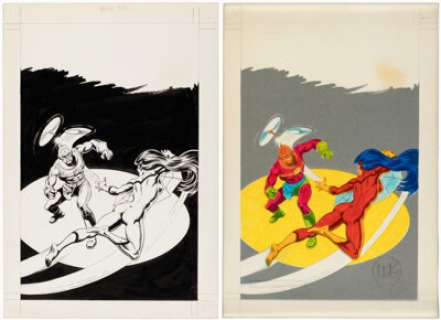 Frisano, Jean - Jean Frisano Nova #54 Spider-Woman Cover Original Art and Color Guide (Editions Lug, 1982).... (Total: 2 Original Art)