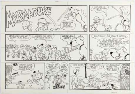 Anderson, Brad - Brad Anderson Marmaduke Sunday Comic Strip Original Art dated 5-21-72 and Sketch Cards Group of 3 (United Feature ... (Total: 3 Original Art)
