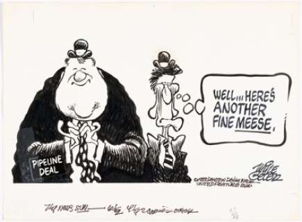 Peters, Mike - Mike Peters Ronald Reagan and Edwin Meese Editorial Comic Strip Original Art (United Feature Syndicate, 1988)....