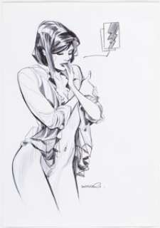 Unidentified European Comic Artist (non-superhero - Emiliano Mammucari Sketchbook "Lampo" Page 14 Illustration Original Art (2016)....