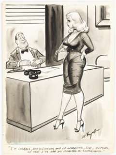 Bill Wenzel - Snappy March-1956 Single Panel Gag Cartoon Illustration Original Art (Timely/Humorama, 1956)....