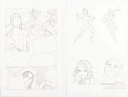Mike Choi X-Force #9 Story Page 9 and Spot Illustrations Original Art Group of 2 (Marvel, 2009).