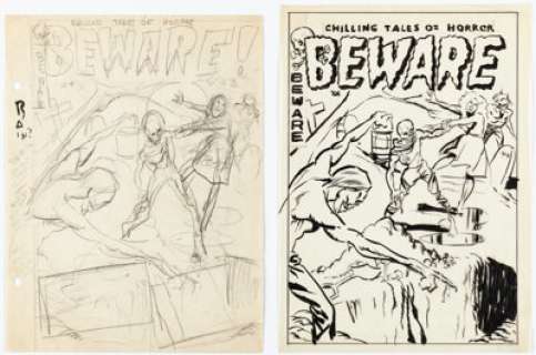 Sid Check Beware #10 Cover Preliminary Original Art Group of 2 (Trojan Magazines, 1954). (Total: 2 Original Art) | Heritage