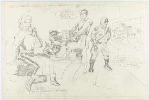 Jack Kirby "Global Defence Organzation" (sp) Concept Preliminary Original Art (c. 1970-1980s).