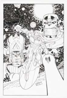 Ron Lim and Al Milgrom - Silver Surfer / Thanos / Galactus Illustration Original Art (2006). | Heritage