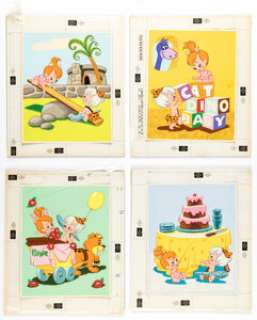 Whitman Artist The Flintstones Pebbles and Bamm-Bamm Four Frame Tray Puzzles Design Illustrations Original Art and Puzzles Group of 9 (Whiteman/Hanna-Barbera, 1964). (Total: 8 Items)
