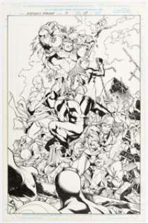 Carlos Pacheco and Jesus Merino Avengers: Forever #4 Splash Page Original Art (Marvel, 1999).