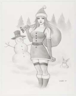 Scott Lewis Santa‘s Helpers - A Gallery Girls Collection Pin-Up Illustration Original Art (SQP, 2007).