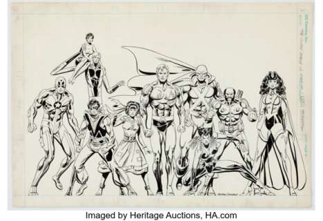 Chuck Patton and Mike DeCarlo - Justice League Detroit Illustration Original Art (DC, c. 1984). | Heritage