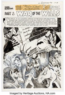 Joe Certa Dark Shadows #21 "The Crimson Carnival Part 2: War of the Wills" Splash Page 1 Original Art (Gold Key/Western, 1973). | Heritage
