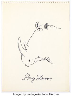 Gary Larson - Rhino from Far Side Sketch Original Art (c. 1985). | Heritage