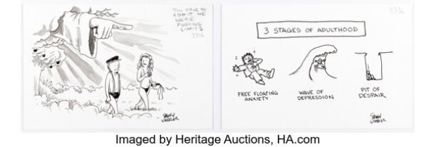 Shannon Wheeler - Rejected New Yorker Single Panel Gag Cartoon Original Art Group of 2 (c. 2006). (Total: 2 Original Art)