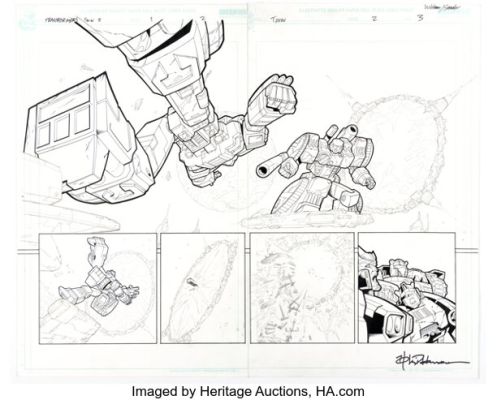 Andrew Wildman and Erik Sander Transformers: War Within: The Dark Ages #1 Double Page Spread 1-2 Original Art (Dreamwave, 2003). | Heritage