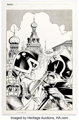 Jim Fern and Sam de la Rosa The Law of Dredd #2 Cover Original Art (Fleetway/Quality, 1988). | Heritage