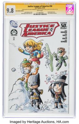 Agnes Garbowska Justice League of America #50 Hero Initiative Edition - Signature Series Wraparound Sketch Cover Original Art (DC, 2010) CGC NM/MT 9.8 White pages. | Heritage