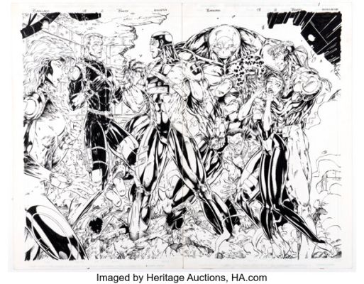Brett Booth and Mark Pennington Backlash #18 Double Splash Pages 2-3 Original Art (Image, 1996). (Total: 2 Original Art) | Heritage