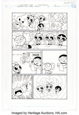 Christopher Cook and Mike DeCarlo The Powerpuff Girls #66 Story Page 8 Original Art (DC, 2005).