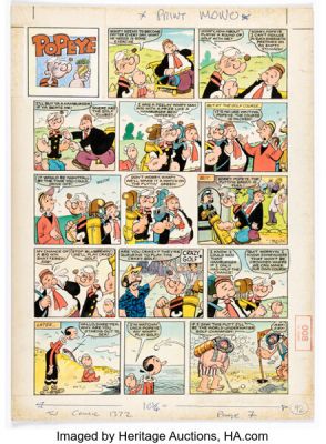 Bill Mevin TV Comic #1372 "Popeye" One-Page Comic Strip Original Art (Polystyle Publications, 1978).
