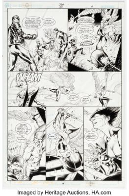 Stephen Sadowski and Michael Bair JSA #24 Story Page 9 Original Art (DC, 2001).