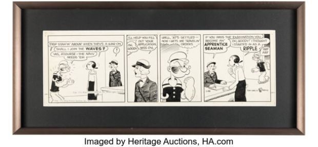 Bela Zaboly Popeye Daily Comic Strip Original Art dated 1-14-44 (King Feature Syndicate, 1944). | Heritage
