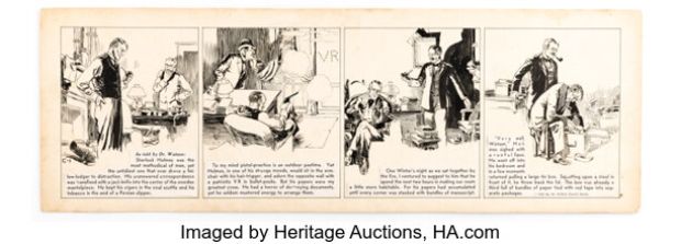 Leo O‘Mealia Sherlock Holmes #C-1 "A New Adventure" Daily Comic Strip Original Art dated 9-17-30 (Bell Syndicate, 1930).