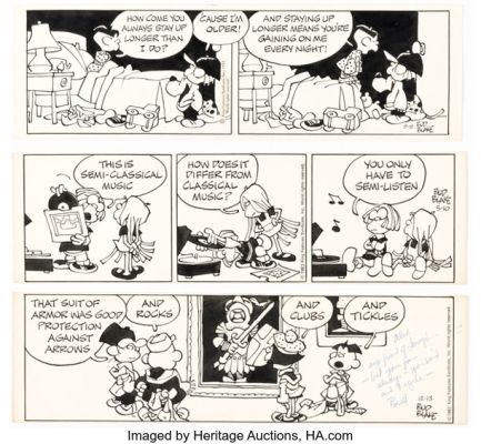 Bud Blake Tiger Daily Comic Strips Original Art Group of 3 (King Features Syndicate, 1972-83). (Total: 3 Original Art)