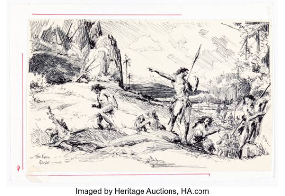 Roy G. Krenkel "The New Cave" Illustration Original Art (undated). | Heritage