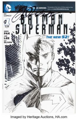 Comic Artist Batman/Superman #1 Sketch Cover Variant Original Art (DC, 2013). | Heritage