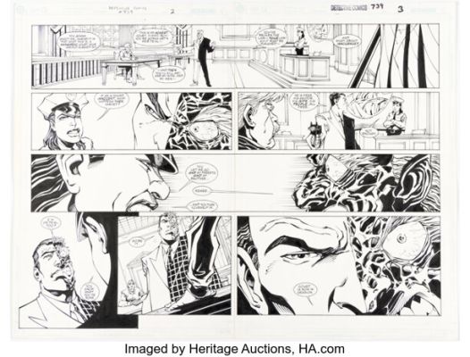 Damion Scott and John Floyd Detective Comics #739 Two-Face Double-Page Spread 2-3 Original Art (DC, 1999).