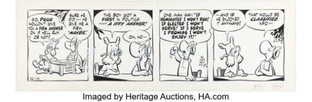 Walt Kelly Pogo Daily Comic Strip Original Art dated 10-12-64 (The Hall Syndicate, 1964). | Heritage