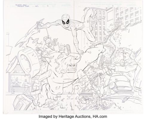 John McCrea and James Hodgkins Tangled Web: The Thousand #1 Double-Page Splash 2-3 Original Art (Marvel, 2001). | Heritage