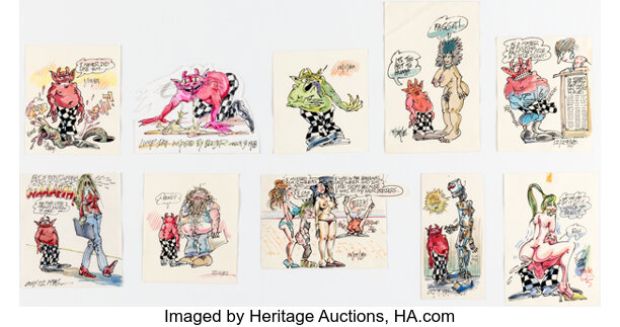 S. Clay Wilson - Love Notes To Girlfriend Illustrations Original Art Group of 10 (c. 1980s). (Total: 10 Original Art)