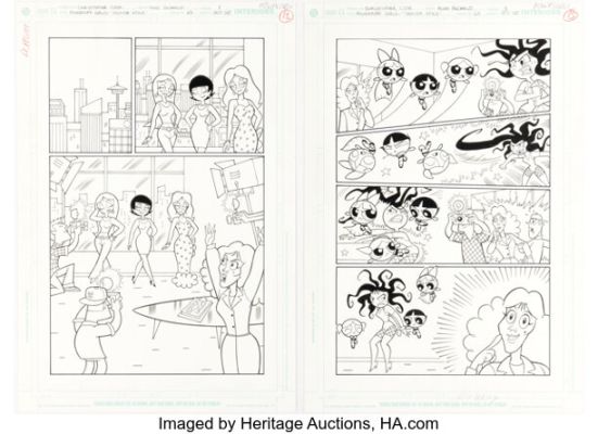 Christopher Cook and Mike DeCarlo The Powerpuff Girls #65 "Sedusa Style" Story Pages 1 and 3 Original Art (DC, 2005). (Total: 2 Original Art) | Heritage