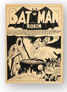 Bob Kane "Batman with Robin" (c.1940s) Hand-Signed, Bob Kane Original Illustration | Animazing Gallery