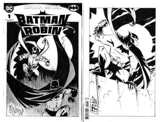 BATMAN & ROBIN WRAPAROUND SKETCH COVER ORIGINAL INKED ART SIGNED NEIL VOKES | eBay US