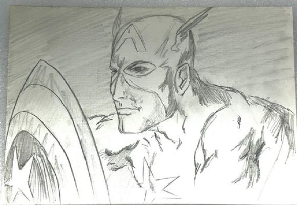 Estate Find Original Captain America Shield Portrait Drawing Comic Art 10.5”x7” | eBay US (Buy It Now)