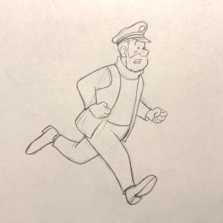 Tintin - Croquis préparatoire pour film d animation - Haddock - On a marché sur la lune - (années 60) - (1959) | Catawiki