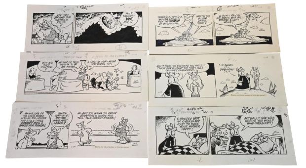 10 Chris Browne and Dick Hodgins Jr, Hagar the Horrible Daily Comic Strip Original Art, Ink on paper, ten original… | misc / divers