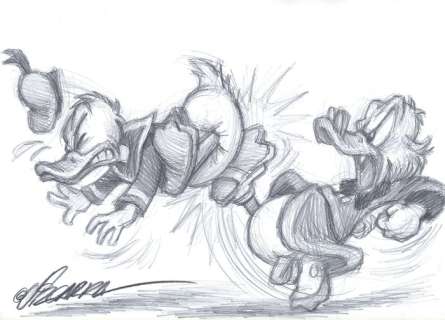 Uncle $crooge Scolds Donald - Original Sketch - Joan Vizcarra - Pencil Art | Catawiki
