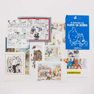 GEVARIEERD LOT VAN PRENTEN EN TEKENINGEN, STRIPGERELATEERD. | Bernaerts