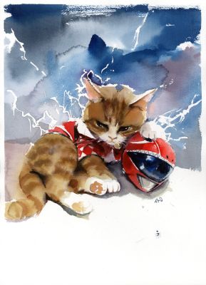Ito | Power Rangers Cat Watercolour Illustration | Kirby’s Comic Art