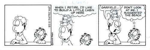 Jim Davis Signed and Hand-Drawn Garfield Comic Strip | RR Auction