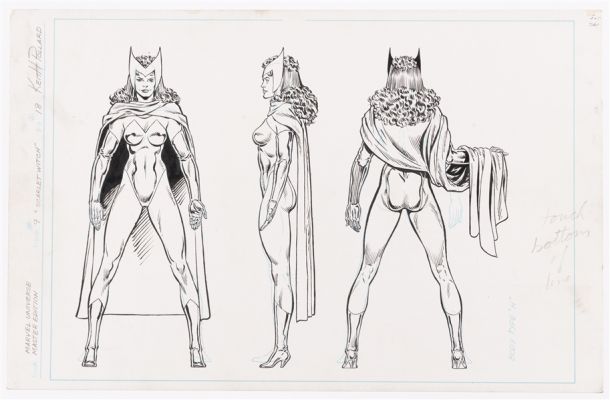 MARVEL UNIVERSE MASTER EDITION #9 AUGUST 1991 SCARLET WITCH TURN-AROUND ART BY KEITH POLLARD. | Hake’s