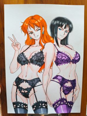 Sanji Art | Nami and Nico Robin (Original art) | Raremarq (Buy It Now)