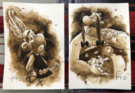 Original Coffee Painting - ASTERIX Y OBELIX - Original Art (2020) | Catawiki