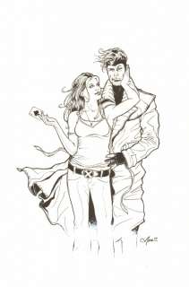 Marc Wolfe - gambit and rogue commission turned into color print - 2006 signed