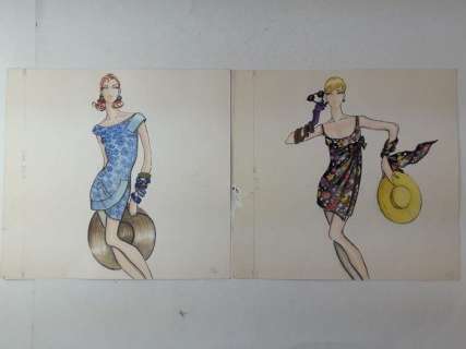 Studio Valentino - Collezione di 2 figurini di moda - Loose page | Catawiki