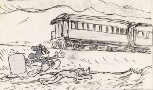 Mickey Mouse inspired by Monet, The Gare Saint-Lazare - Original Sketch - Tony Fernandez - Original Art | Catawiki