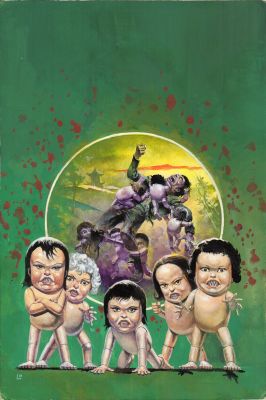 Rudolf Sieber LONATI - Copertina per Larry Brent n.31 ‘Die Morderpuppen der Madame Wong’. Tempera su cartoncino rigido. Cm. 25,5 x 38,5. Firmata.